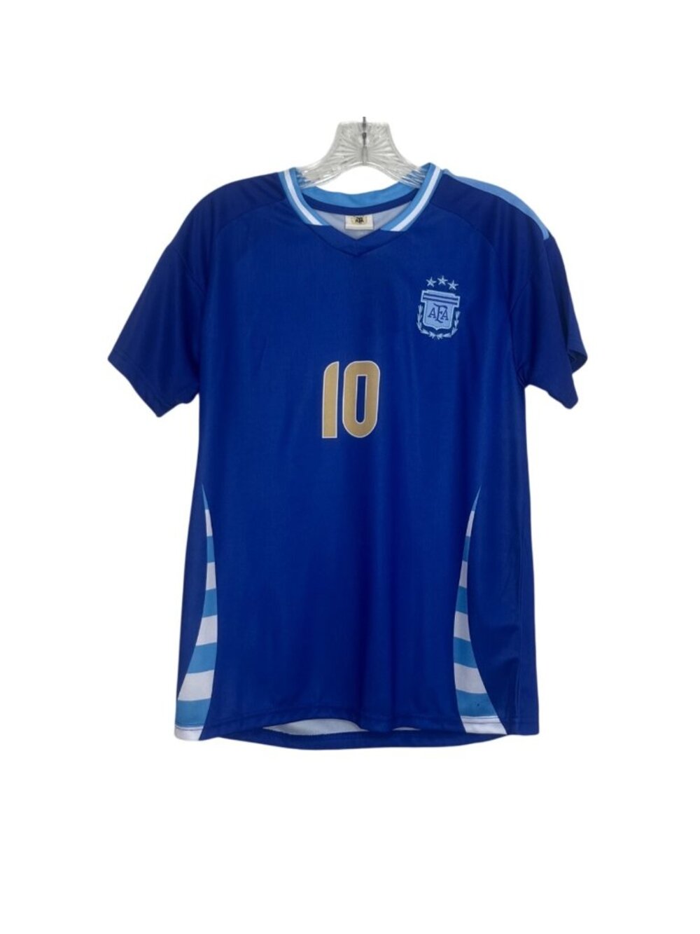 Argentina Soccer Jersey Messi #10 Womens Size 10 Blue New AFA Logo Short Sleeve